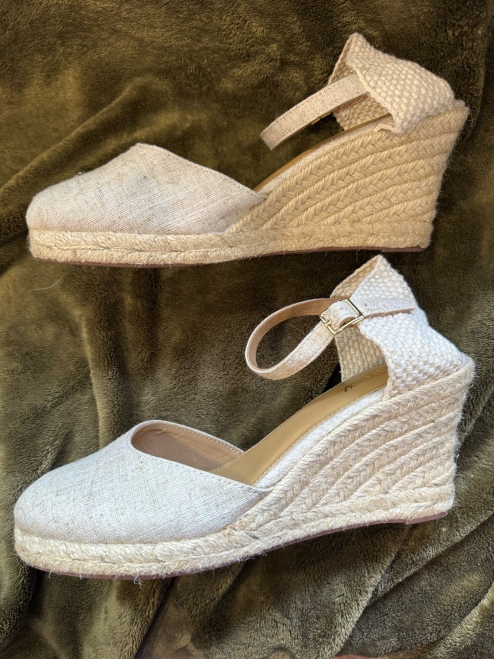 NWOT J. Crew Natural Linen Espadrille Wedge Sandals